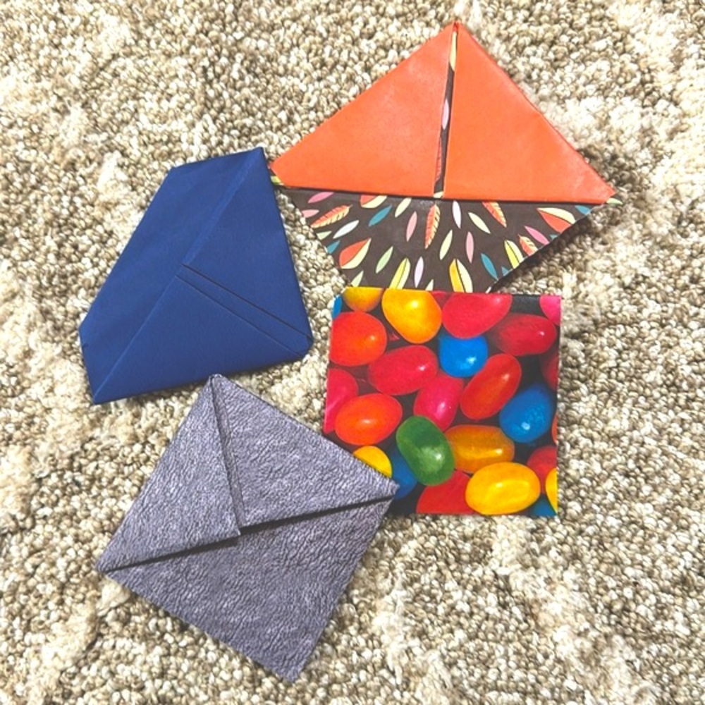 Set of 4 bookmarks - folded paper origami art
